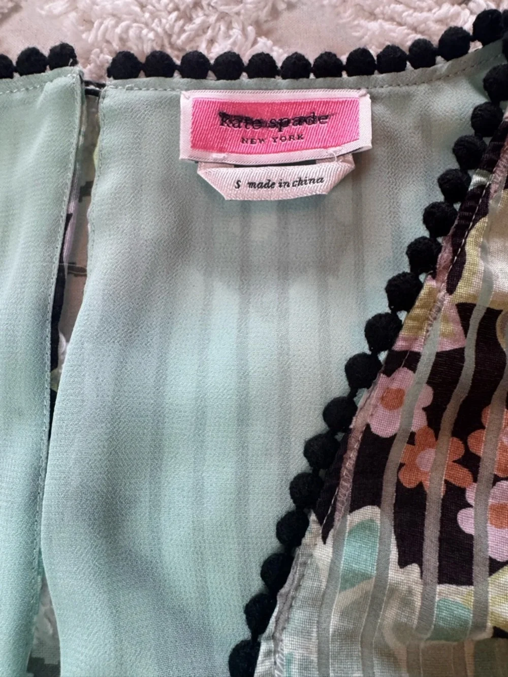 NWOT Kate Spade Dahlia Bloom Burnout Mint Floral Pleated V-Neck Small Top